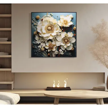 MALOWANY OBRAZ NA PŁÓTNIE LAKIEROWANY NARCY -B- W RAMIE 82X4X82 cm